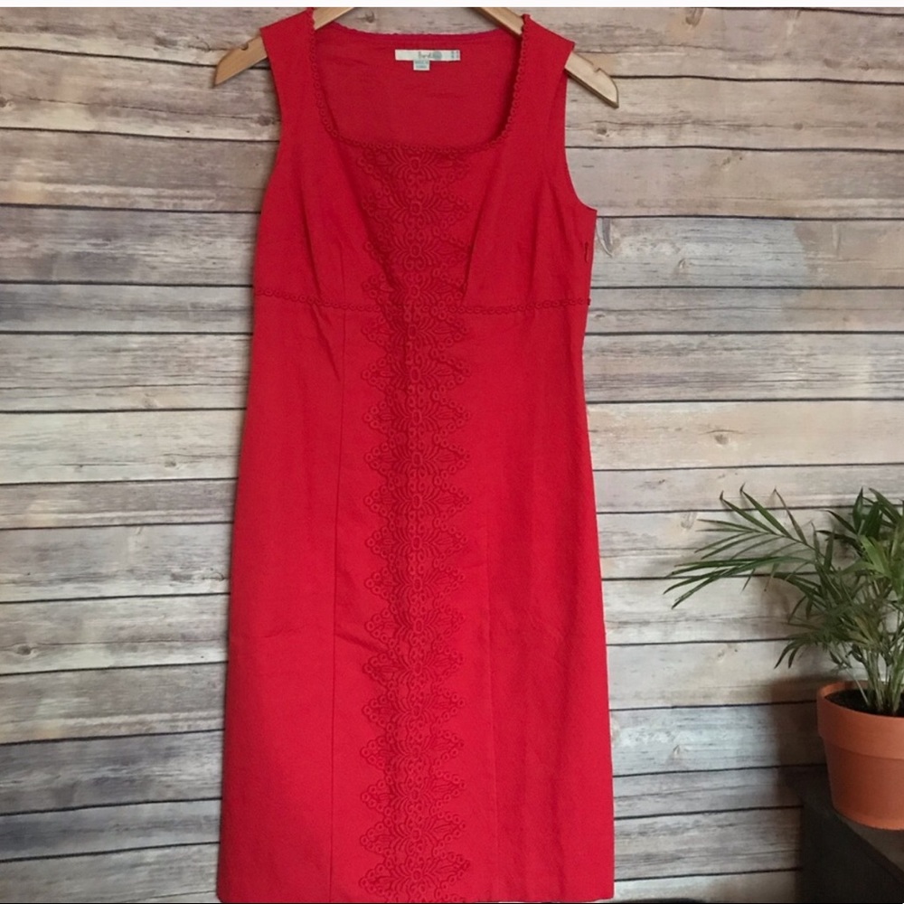 Boden coral pink embroidered sheath dress 4R